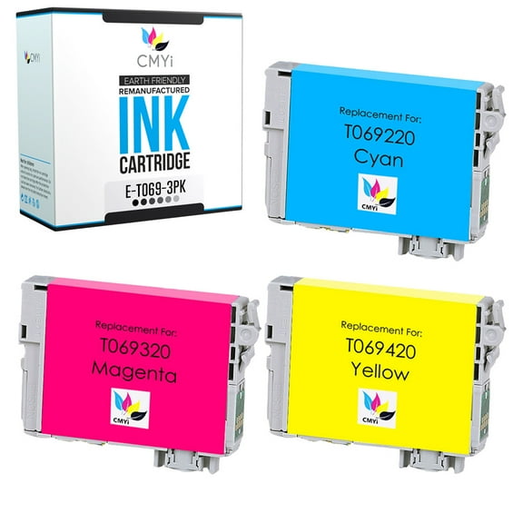 CMYi 69 Combo Pack of 3 Ink Cartridges compatible for Epson 69 - Stylus N10, N11, NX100, NX105, NX11, NX110, NX115, NX200, NX215, NX300, NX305, NX400, NX410, NX415 (1 Cyan, 1 Magenta, 1 Yellow)
