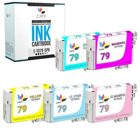 CMYi 79 Combo Pack of 5 Ink Cartridges compatible for Epson 79 - Artisan 1430, Stylus Photo 1400, 1500W (1 Cyan, 1 Magenta, 1 Yellow, 1 Light Cyan, 1 Light Magenta)