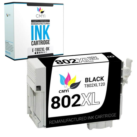 CMYi 802XL Black 1-Pack Ink Cartridge compatible for Epson 802XL - WorkForce Pro EC-4020, EC-4030, EC-4040, WF-4720, WF-4730, WF-4734, WF-4740, WF-4740DWF (1 Black)