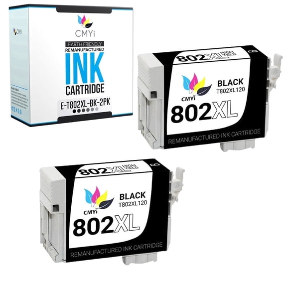 CMYi 802XL Compatible with Epson Ink Cartridges for Printers, WorkForce Series, Black, 2 Pack
