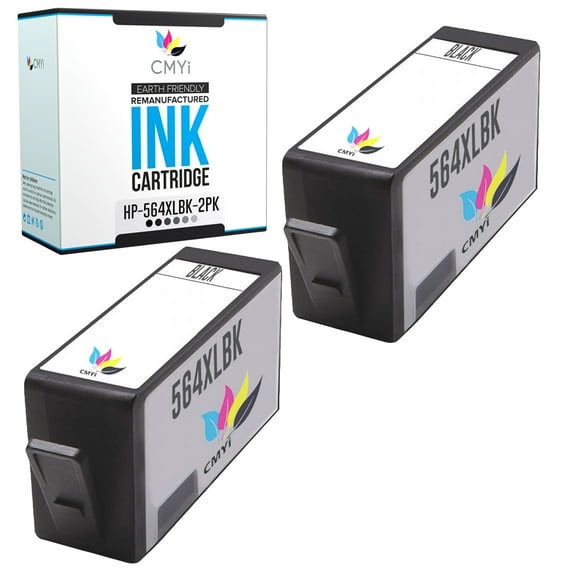 CMYi 564XL Black 2-Pack Ink Cartridges compatible for HP 564XL - PhotoSmart 5520, 5521, 5522, 5524, 5525, 6510, 6510 - B211a, 6512, 6512 - B211a, 6515, 6515 - B211a, 6520, 6521, 6525 (2 Black)