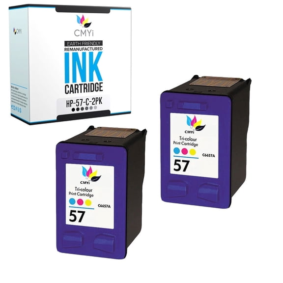 CMYi Tri-Color Ink Cartridges for Printers Compatible for HP Inkjet 57, PSC 1300, 2100 Series (2-Pack)