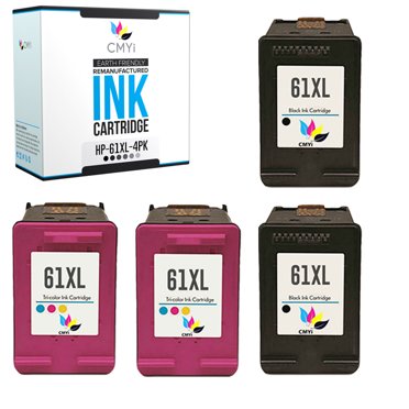 Ninjatoner 4-Pack 61 XL Black Ink Cartridges – Remanufactured For HP ENVY 4500, DeskJet, OfficeJet