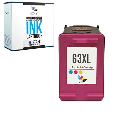 CMYi 63XL Color 1-Pack Ink Cartridge compatible for HP 63XL - DeskJet 1110, 1111, 1112, 2130, 2131, 2132, 2133, 2134, 2136, 3630, 3631, 3632, 3633, 3634, 3635, 3636, 3637, 3638, 3639 (1 Tri-color)