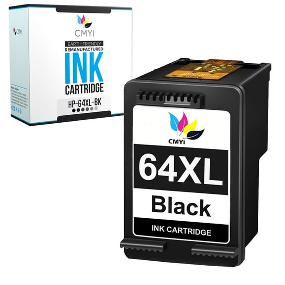 CMYi 64XL Inkjet Printer Ink Cartridges Compatible for HP ENVY and Other Series Printers, 1 Black