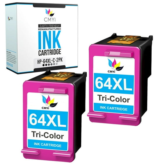 CMYi 64XL Tri-color 2-Pack Ink Cartridges compatible for HP 64XL - ENVY 6220, 6230, 6232, 6252, 6255, 6258, 7120, 7130, 7132, 7155, 7158, 7164, 7800, Inspire 7200e, 7210s, 7220e, 7252e (2 Color)