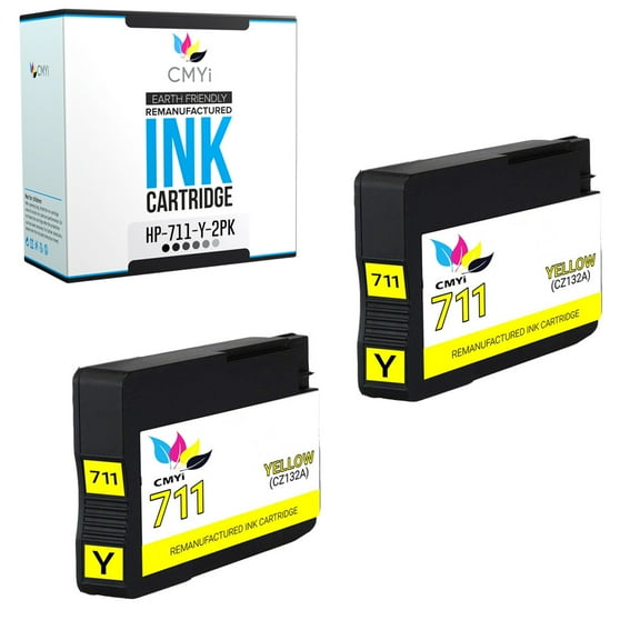 CMYi 711 Yellow 2-Pack Ink Cartridges compatible for HP 711 - DesignJet T100, T120, T125, T130, T520, T525, T530 (2 Yellow)