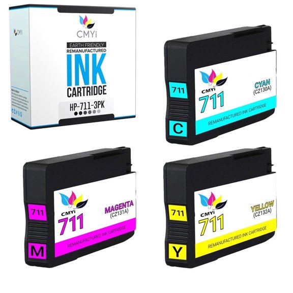 CMYi 711 Combo Pack of 3 Ink Cartridges compatible for 711 - DesignJet T100, T120, T125, T130, T520, T525, T530 (1 Cyan, 1 Magenta, 1 Yellow)