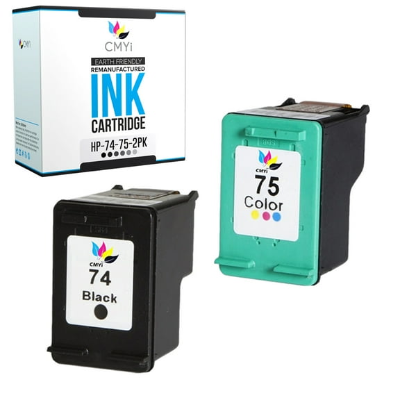 CMYi 74 and 75 Combo Pack of 2 Ink Cartridges compatible for HP 74 75 - OfficeJet J5700, J5725, J5730, J5735, J5738, J5740, J5750, J5780, J5783, J5785, J5788, J5790, J6400 (1 Black, 1 Tri-color)