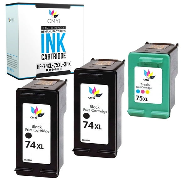 CMYi 74XL 75XL Combo Pack of 3 Ink Cartridges compatible for HP 74XL and 75XL - OfficeJet J5700, J5725, J5730, J5735, J5750, J5780, J5783, J5785, J5788, J5790, J6400, J6405 (2 Black, 1 Tri-color)