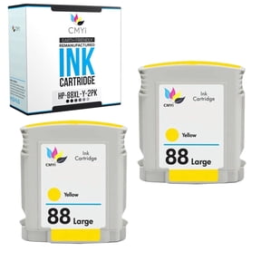 CMYi 88XL Yellow 2-Pack Ink Cartridges Compatible for HP 88XL - OfficeJet Pro K5400tn, K5456z, K550, K550dtn, K550dtwn, K8600, L7500, L7550, L7580, L7600, L7650, L7680, L7681, L7700 (2 Yellow)