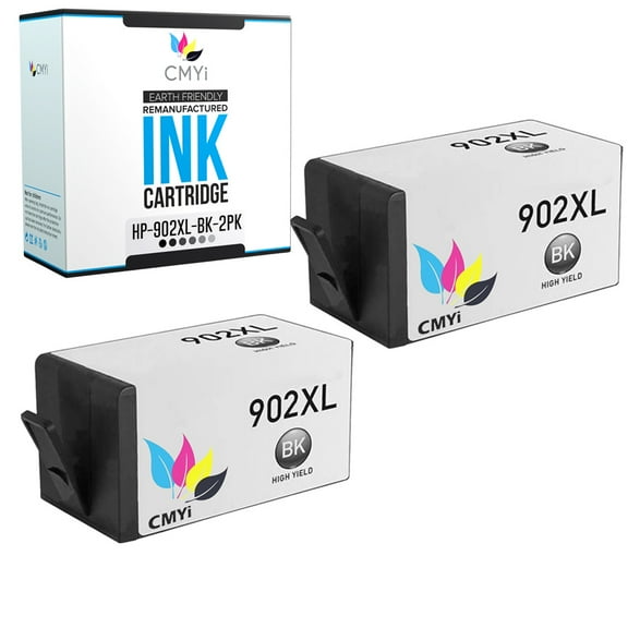 CMYi 902XL Inkjet Printer Ink Cartridges Compatible for HP OfficeJet Pro Series Printers, 2 Black
