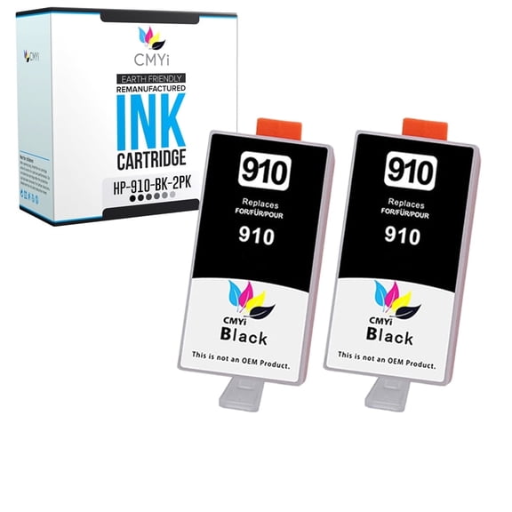 CMYi 910 Black Ink Cartridges Compatible with HP 910 OfficeJet Inkjet Printers (2-Pack)