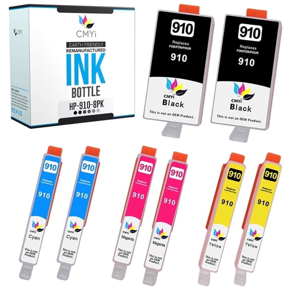 CMYi 910 Combo Pack of Color Ink Cartridges for Printer Compatible for HP 910 Officejet Pro (2 Black, 2 Cyan, 2 Magenta, 2 Yellow)