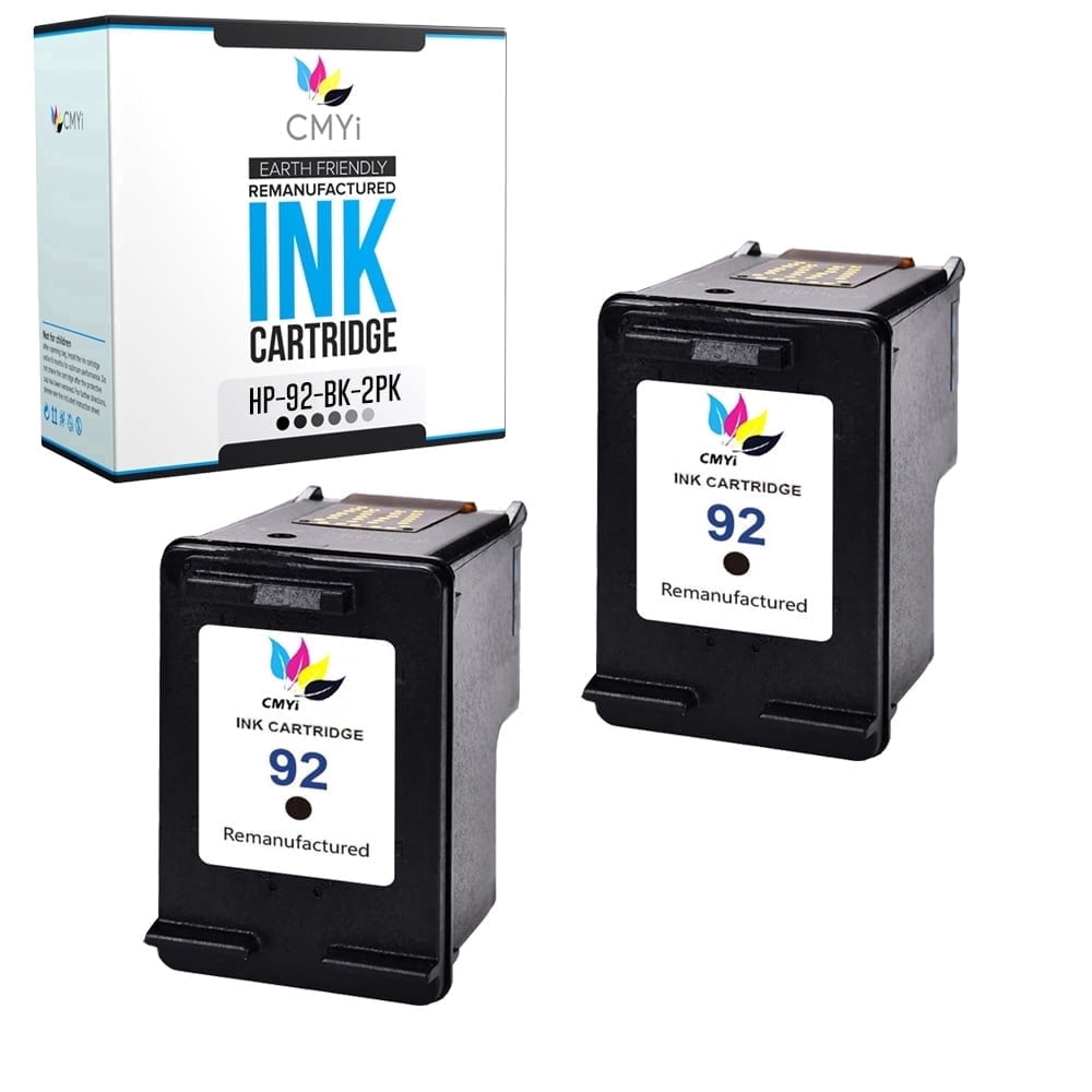 CMYi 92 Black Ink Cartridges for Printers Compatible for HP 92 - PhotoSmart 7850, C3100 Series, 2-Pack