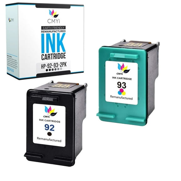 CMYi 92 and 93 Combo Pack of 2 Ink Cartridges compatible for HP 92 93 - Deskjet 5400 Series, 5420, 5420v, 5440, 5440v, 5440xi, 5442, 5443, PhotoSmart 7850, C3100, C3110, C3125 (1 Black, 1 Tri-color)