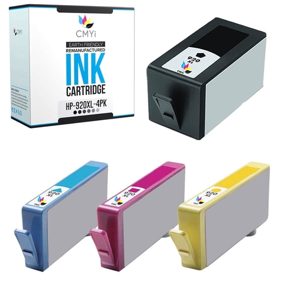 CMYi 920XL Combo Pack of 4 Ink Cartridges Compatible for HP 920 - OfficeJet 6500A Plus - E710n, 7000, 7000 Wide Format - E809a, 7500A Wide Format - E910a (1 Black, 1 Cyan, 1 Magenta, 1 Yellow)