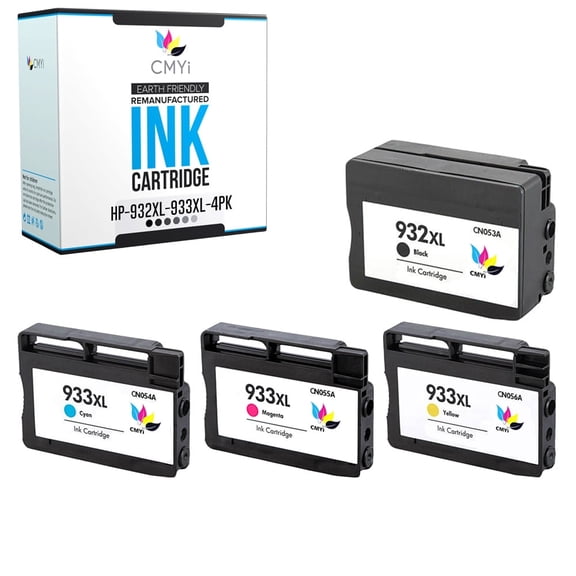 CMYi 932XL 933XL Combo Pack of 4 Ink Cartridges Compatible for HP 932XL 933XL - OfficeJet 6100 - H611a, 6600 - H711a, 6600 - H711g, 6700 - H711n, 7110 - H812a (1 Black, 1 Cyan, 1 Magenta, 1 Yellow)