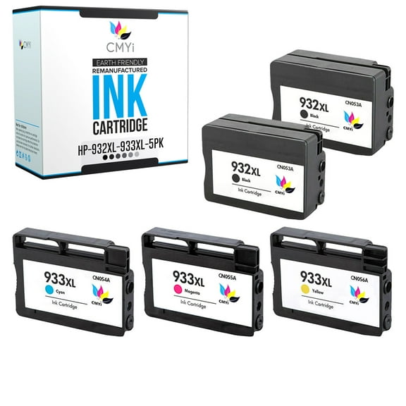 CMYi 932XL 933XL Combo Pack of 5 Ink Cartridges compatible for HP 932XL 933XL - OfficeJet 7510A, 7610, 7612, 7620, 6100 - H611a, 6600 - H711a, 6600 - H711g (2 Black, 1 Cyan, 1 Magenta, 1 Yellow)