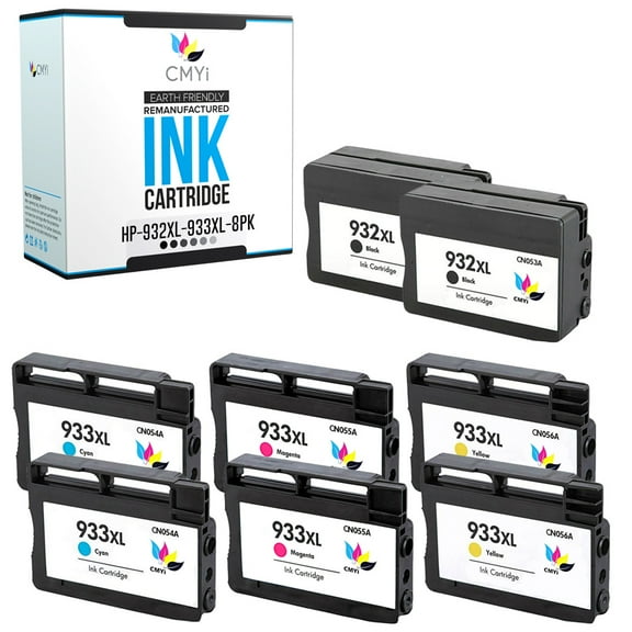 CMYi 932XL 933XL Combo Pack of 8 Ink Cartridges compatible for HP 932XL and 933XL - OfficeJet 6600 - H711g, 6700 - H711n, 7110 - H812a, 7510, 7510A, 7610, 7612 (2 Black, 2 Cyan, 2 Magenta, 2 Yellow)