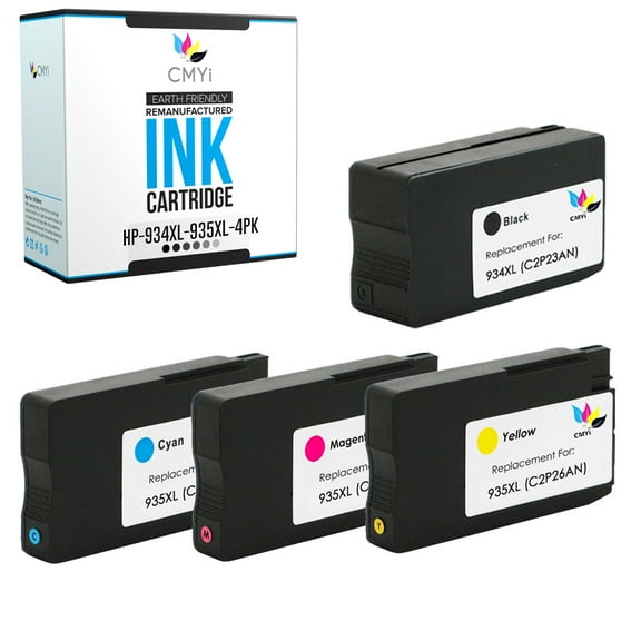 CMYi 934XL 935XL Combo Pack of 4 Ink Cartridges compatible for HP 934XL 935XL - OfficeJet 6812, 6815, 6820, 6825, Pro 6220, 6230, 6830, 6830c, 6835 (1 Black, 1 Cyan, 1 Magenta, 1 Yellow)