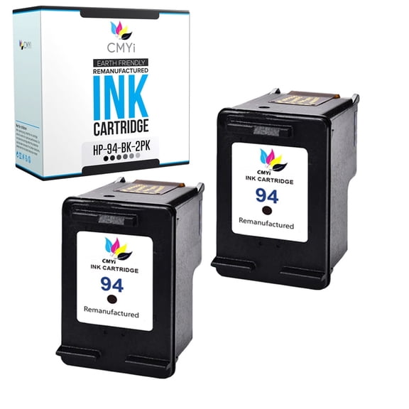 CMYi Black Ink Cartridge Compatible for HP 94 - Officejet Printer 100, 6200, 7200, 7300, 7400 Series (2-Pack)