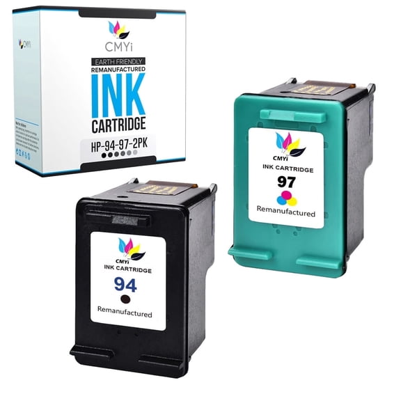 CMYi 94 97 Combo Pack of 2 Ink Cartridges Compatible for HP 94 97 Inkjet Printer (1 Black, 1 Tri-color)