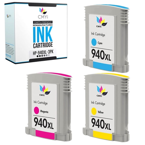 CMYi 940XL Combo Pack of 3 Ink Cartridges compatible for HP940XL - OfficeJet Pro 8000 - A809a, A811a, A809n, 8500 - A909a, A909n, A909g, A910a, A910g, 8500A - A910n (1 Cyan, 1 Magenta, 1 Yellow)