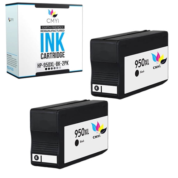 CMYi 950XL Black 2-Pack Ink Cartridge compatible for HP950XL - OfficeJet Pro 251dw, 276dw MFP, 8100 - N811a, 8600, 8600 Plus, 8600 Premium, 8610, 8615, 8616, 8620, 8625, 8630, 8640, 8660 (2 Black)