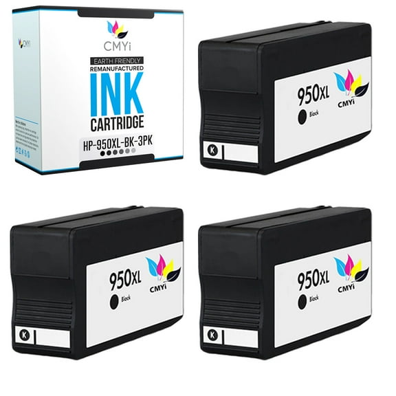 CMYi 950XL Black 3-Pack Ink Cartridge compatible for HP 950XL - OfficeJet Pro 251dw, 276dw MFP, 8100 - N811a, 8600, 8600 Plus, 8600 Premium, 8610, 8615, 8616, 8620, 8625, 8630, 8640, 8660 (3 Black)