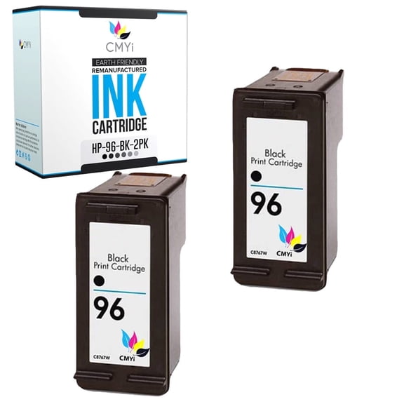 CMYi 96 Black Ink Cartridge Compatible for HP 96 Photosmart 2575 - 2600 Series Printer, (2-Pack)