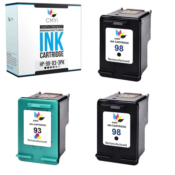 CMYi 98 93 Ink Cartridges Compatible with HP 98 93- Deskjet and Photosmart Series (2 Black, 1 Tri-Color)
