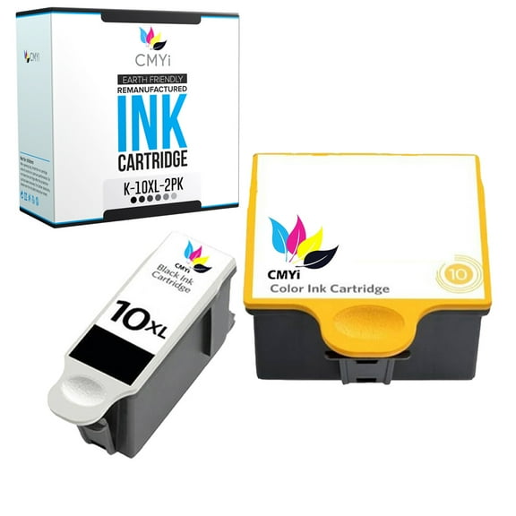 CMYi 10XL Combo Pack of 2 Ink Cartridges compatible for Kodak 10XL - EasyShare 5100, 5300, 5500, ESP 3, 3200, 3250, 5, 5210, 5250, 7, 7200, 7250, 9, 9200, 9250, Office 6150 (1 Black, 1 Tri-color)