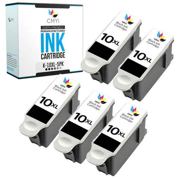 CMYi 10XL Black 5-Pack Ink Cartridges compatible for Kodak 10XL - ESP 3, 3200, 3250, 5, 5210, 5250, 7, 7200, 7250, 9, 9200, 9250, Office 6150, EasyShare 5100, 5300, 5500, Hero 6.1, 7.1, 9.1 (5 Black)