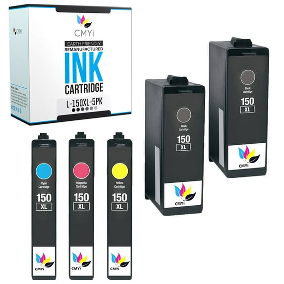 CMYi 150XL Combo Pack of 5 Ink Cartridges compatible for Lexmark 150XL - Pro715, Pro915, S310, S315, S415, S515 (2 Black, 1 Cyan, 1 Magenta, 1 Yellow)