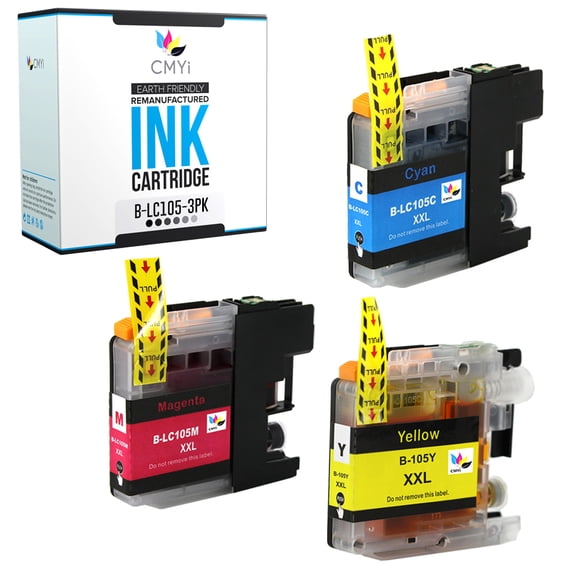 CMYi LC105 Combo Pack of 3 Ink Cartridges Compatible for Brother MFC Series J4310DW J4410DW J4510DW J4610DW J4710DW J6520DW J6720DW J6920DW (1 Cyan, 1 Magenta, 1 Yellow)