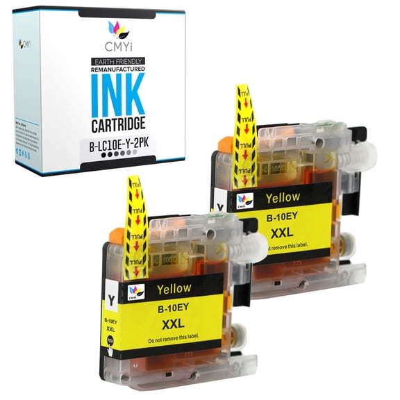 CMYi LC10E Yellow 2-Pack Ink Cartridges Compatible for Brother MFC Series J6925DW (2 Yellow)