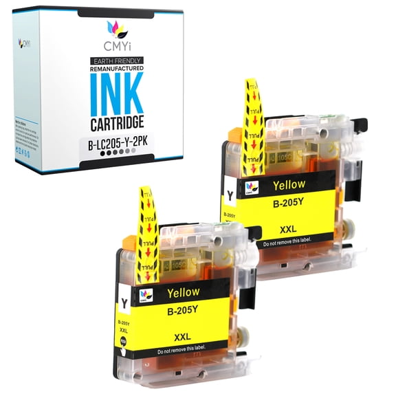 CMYi LC205 Yellow 2-Pack Ink Cartridge Compatible for Brother MFC Series J4320DW J4420DW J4620DW J5520DW J5620DW J5720DW (2 Yellow)
