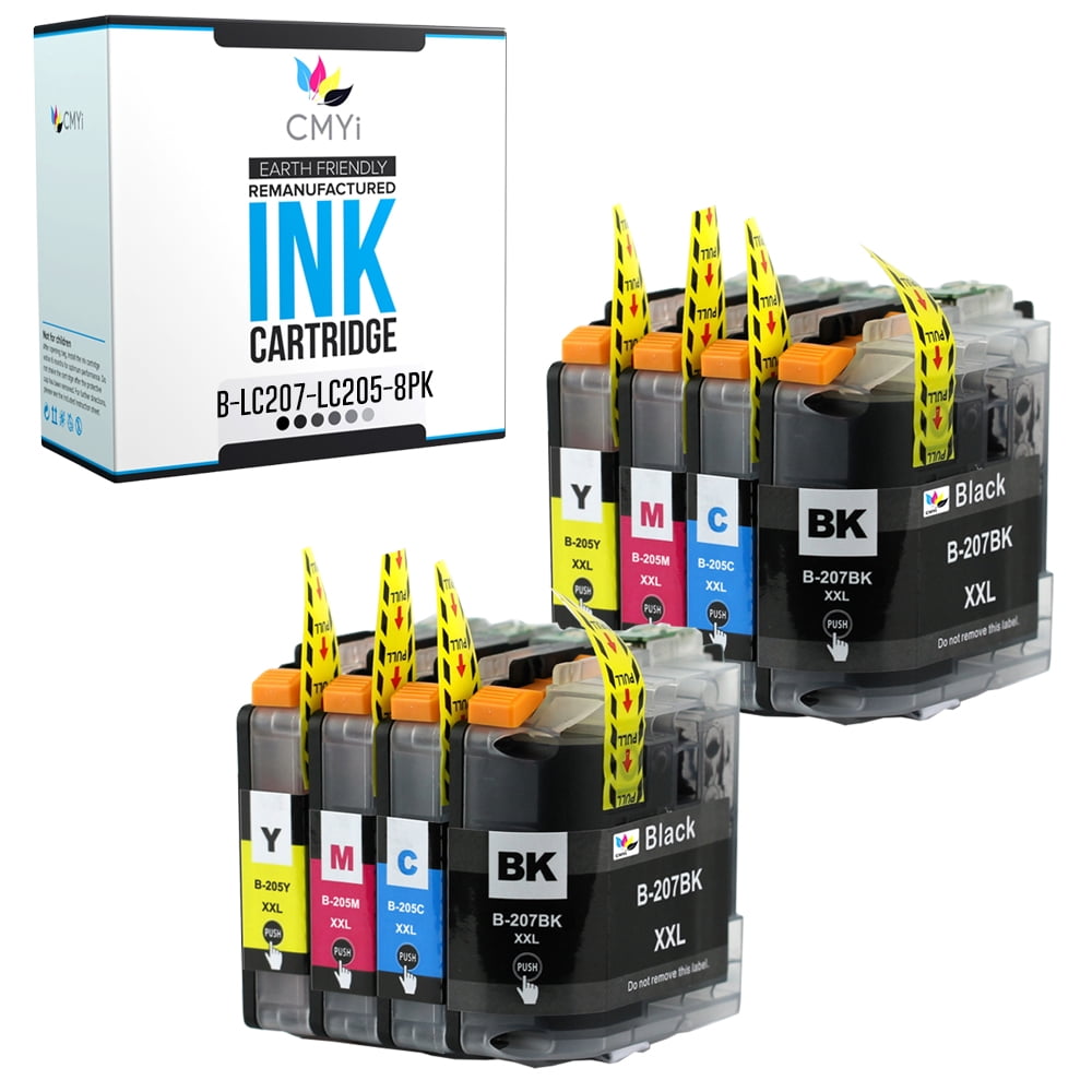 CMYi LC207 LC205 Combo Pack of 8 Ink Cartridges Compatible for Brother ...