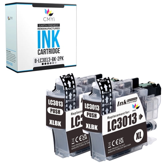 CMYi LC3013 Black 2-Pack Ink Cartridge Compatible for Brother DCP Series J572DW J772DW J774DW MFC Series J491DW J497DW J690DW J890DW J895DW (2 Black)