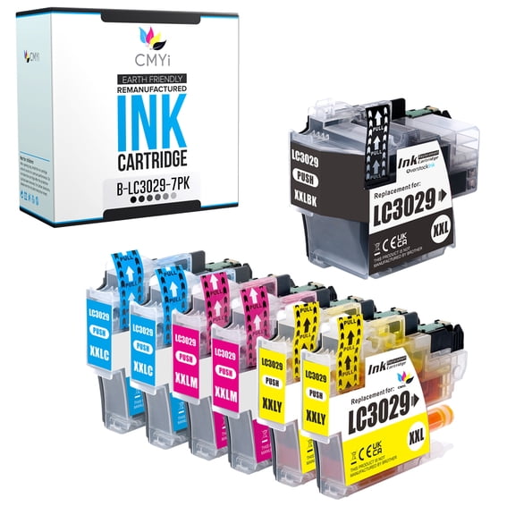 CMYi LC3029 Combo Pack of 7 Ink Cartridges Compatible for Brother MFC Series J5830DW J5830DW XL J5930DW J6535DW J6535DW XL J6935DW (1 Black, 2 each Cyan, Magenta, Yellow)