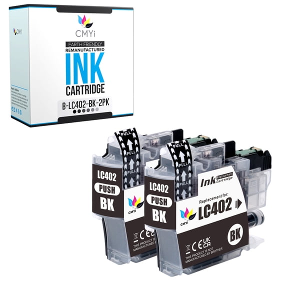 CMYi LC402 Black 2-Pack Ink Cartridge Compatible for Brother MFC Series J5340DW J6540DW J6740DW J6940DW (2 Black)