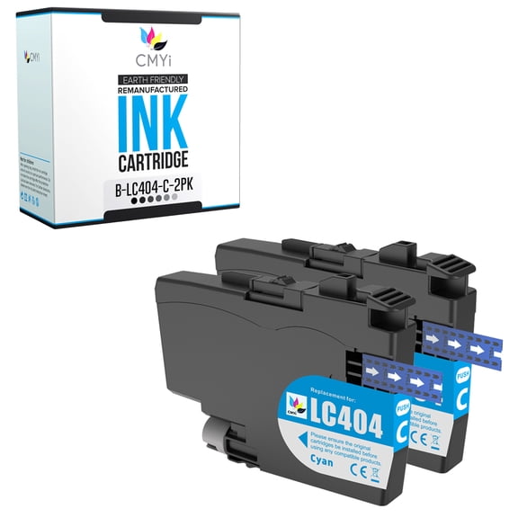 CMYi LC404 Cyan 2-Pack Ink Cartridges Compatible for Brother DCP Series J1200W, MFC Series J1205W, J1205W XL, J1215W (2 Cyan)