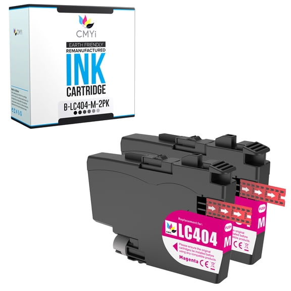 CMYi LC404 Magenta 2-Pack Ink Cartridges Compatible for Brother DCP Series J1200W, MFC Series J1205W, J1205W XL, J1215W (2 Magenta)