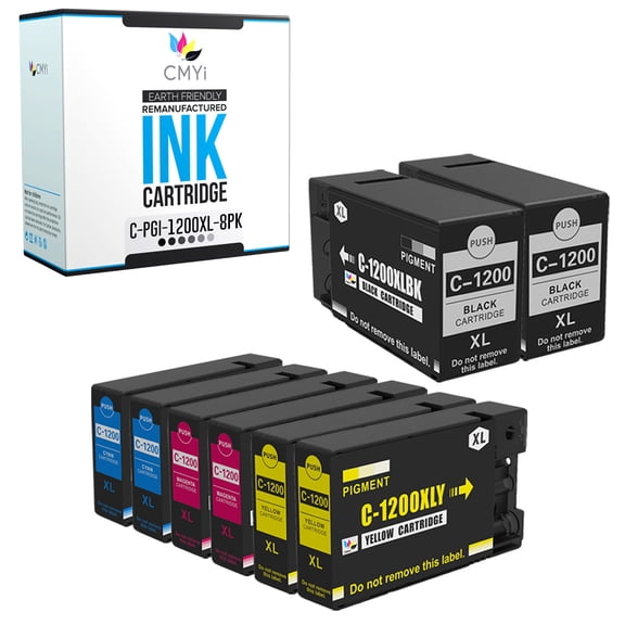CMYi PGI-1200XL Combo Pack of 8 Ink Cartridges Compatible for Canon MAXIFY MB2020 MB2120 MB2320 MB2720 (2 each Black, Cyan, Magenta, Yellow)