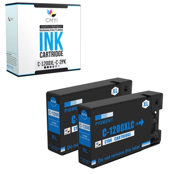 CMYi PGI-1200XL Cyan 2-Pack Ink Cartridge Compatible for Canon MAXIFY MB2020 MB2120 MB2320 MB2720 (2 Cyan)