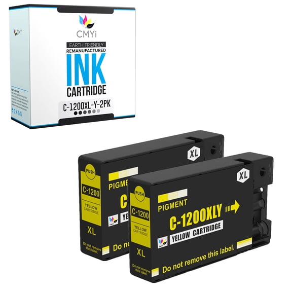 CMYi PGI-1200XL Yellow 2-Pack Ink Cartridges Compatible for Canon MAXIFY MB2020 MB2120 MB2320 MB2720 (2 Yellow)