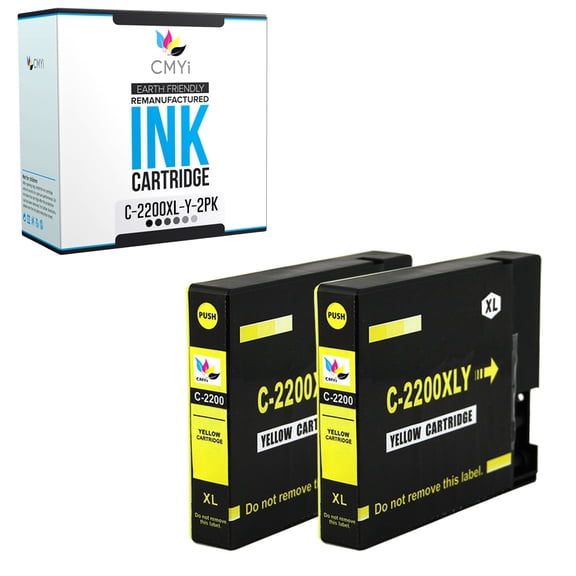 CMYi PGI-2200XL Yellow 2-Pack Ink Cartridges Compatible for Canon MAXIFY iB4020 iB4120 MB5020 MB5120 MB5320 MB5420 (2 Yellow)