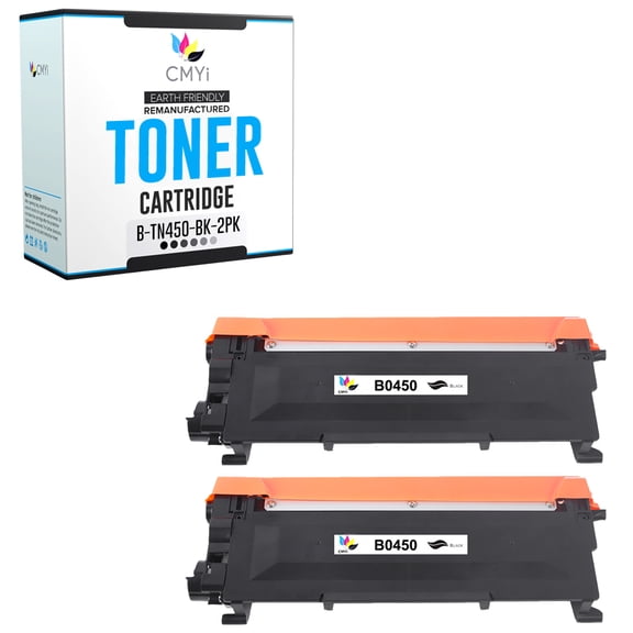 CMYi TN450 2-Pack Black Toner Cartridges Compatible for Brother TN450 FAX 2845 HL-2130 2132 2135W 2220 2230 2240 2240D 2242D 2250DN 2270DW 2275DW 2280DW MFC-7240 7360N 7365DN 7460DN 7860DW (2 Black)