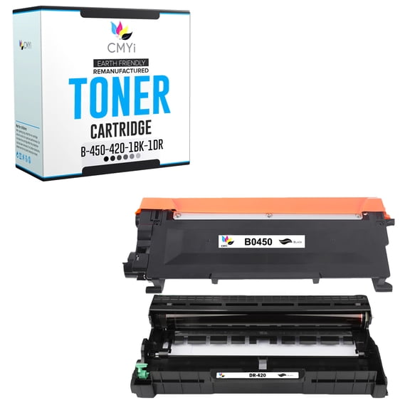 CMYi TN450 Toner Cartridge and DR420 Toner Drum Unit Compatible for Brother TN450 DR420 HL-2130 2132 2135W 2220 2230 2240 2240D 2242D 2250DN 2270DW 2280DW FAX 2845 Printers (1 Black, 1 Drum Unit)